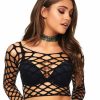 Womens * | Leg Avenue Pothole Fishnet Long Sleeved Rave Crop Top Womens