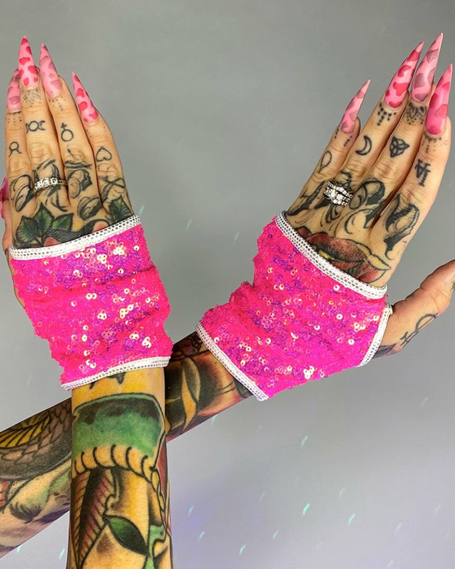 Accessories * | Roma Astro Candy Open Finger Sequin Gloves