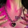 Accessories * | Funk Plus Heart Lock & Key Pendant Womens