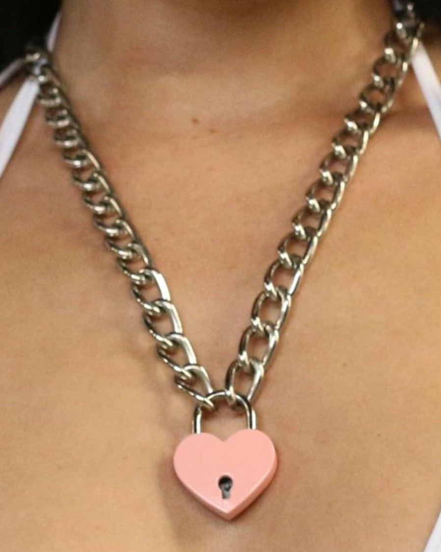 Accessories * | Funk Plus Heart Lock & Key Pendant Womens