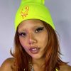 Mens * | Jarmoo New Rave Wonderland Smiley Neon Yellow Beanie