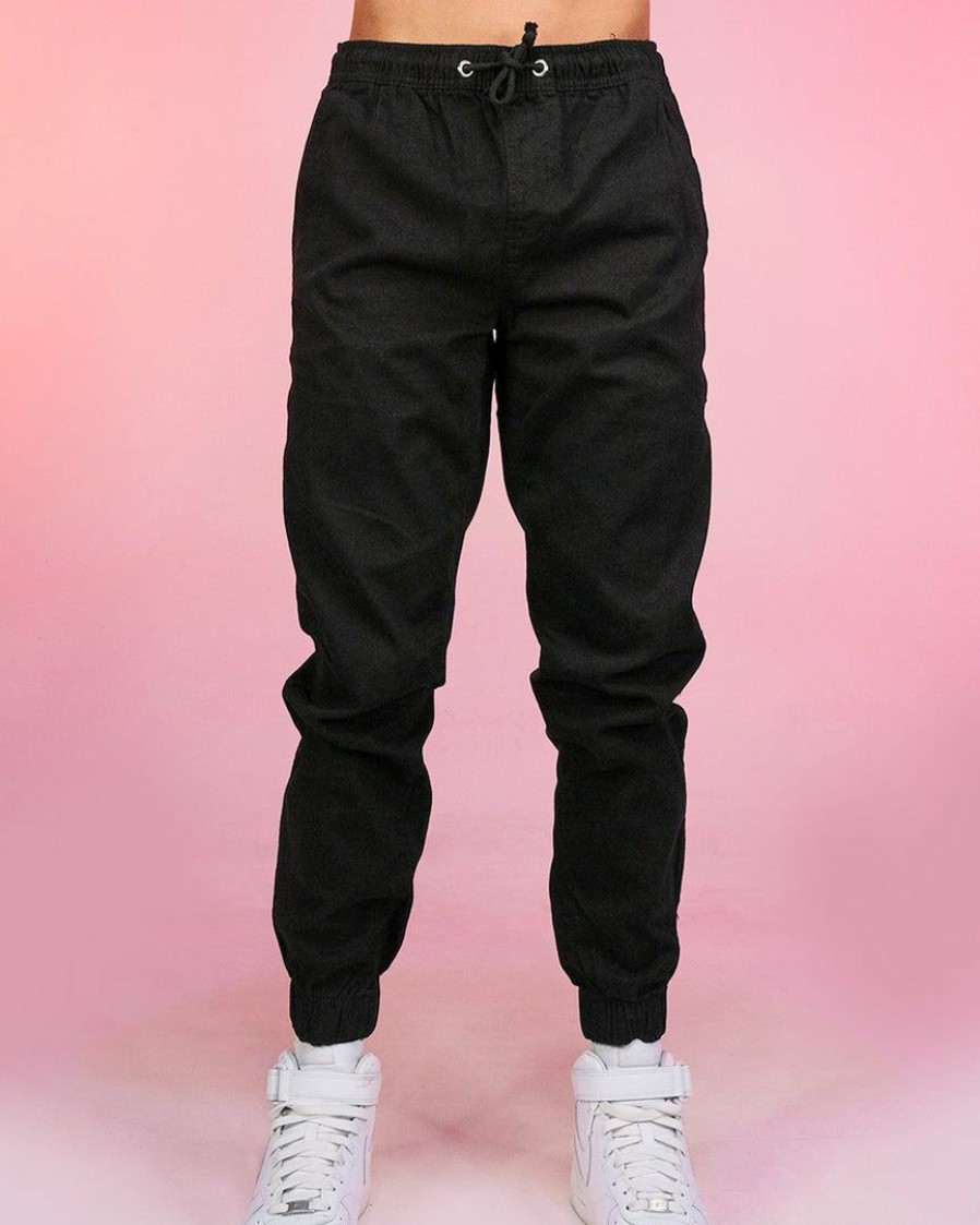 Womens * | Phillip Marciano Llc Men'S Black Twill Joggers Pants X Joggers