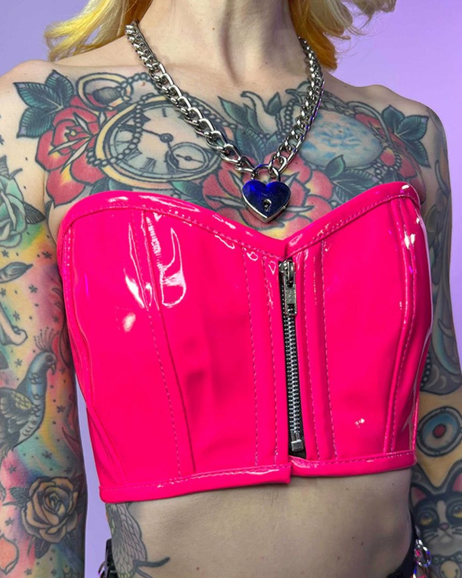 Womens * | Daisy'S Corsets New Lava Luv Hot Pink Bustier Top