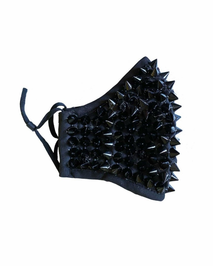 Accessories * | Neva Nude Black Wrath Stud Face Mask With Filter Pocket