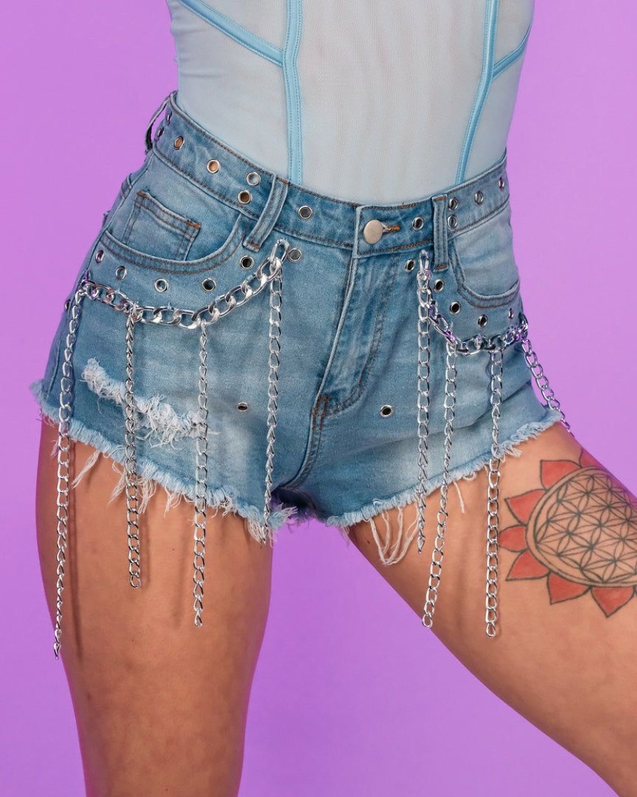 Womens * | Hot And Delicious New Enchained Denim Shorts