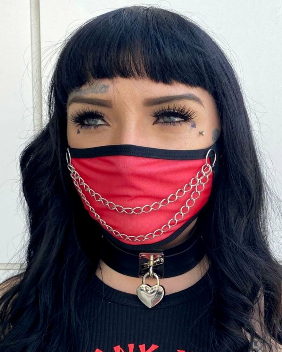 Accessories * | Bodyzone Red Chain Me Up Face Mask Womens