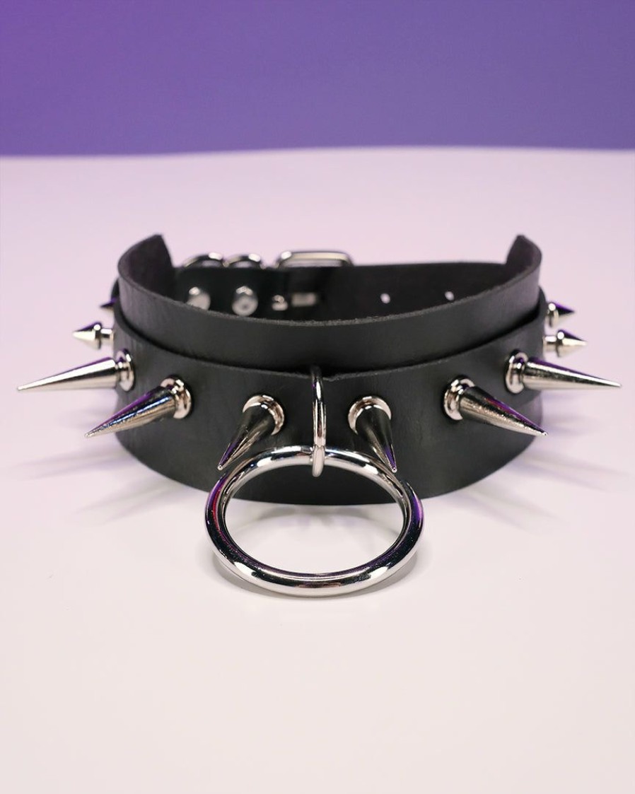 Accessories * | Ae Spiked & Studded O-Ring Faux Leather Choker