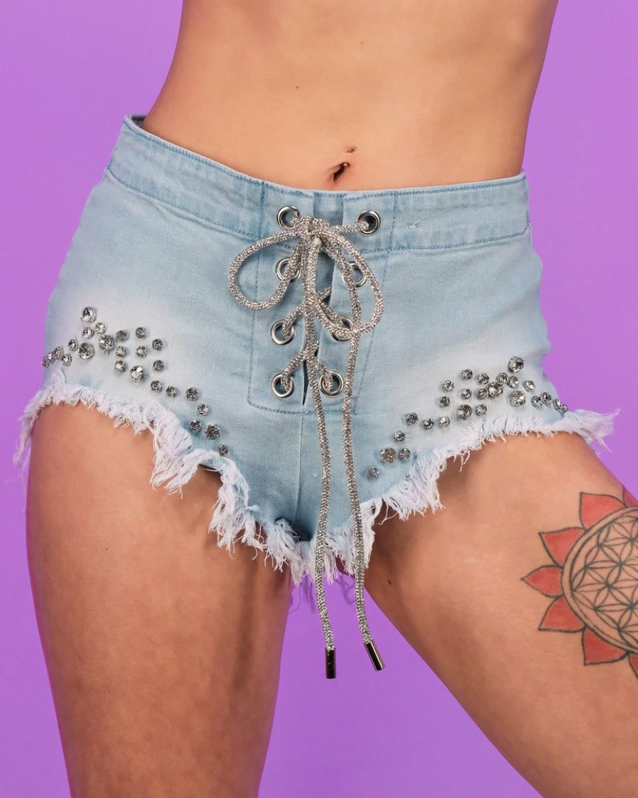 Womens * | Hot And Delicious Shine Hard Denim Shorts