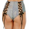 Womens * | Discontinued Silver Holographic Pyramids Lace Back High Waist Rave Bottoms