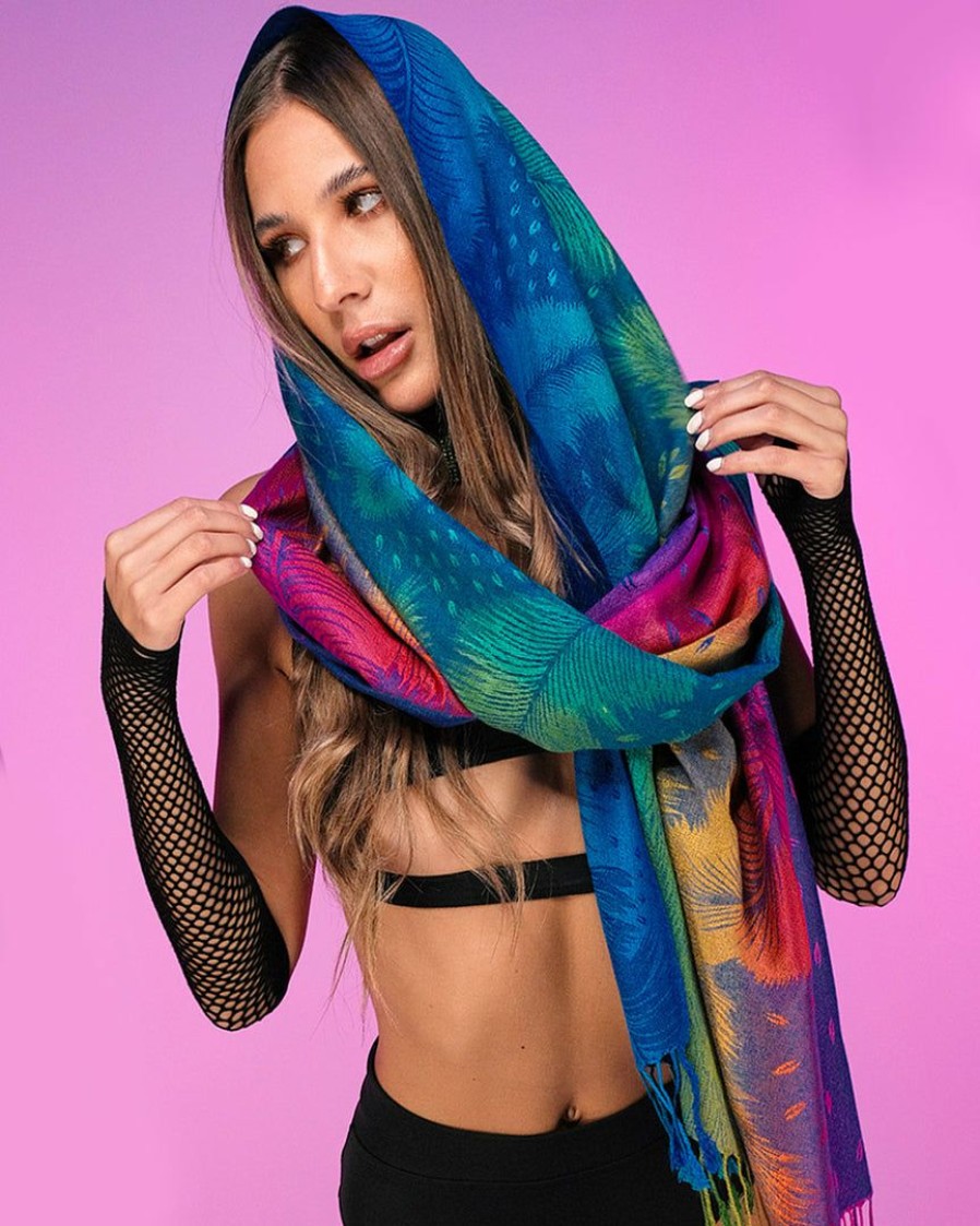 Womens * | Ae Rainbow Ombre Paisley Pashmina Scarf Womens