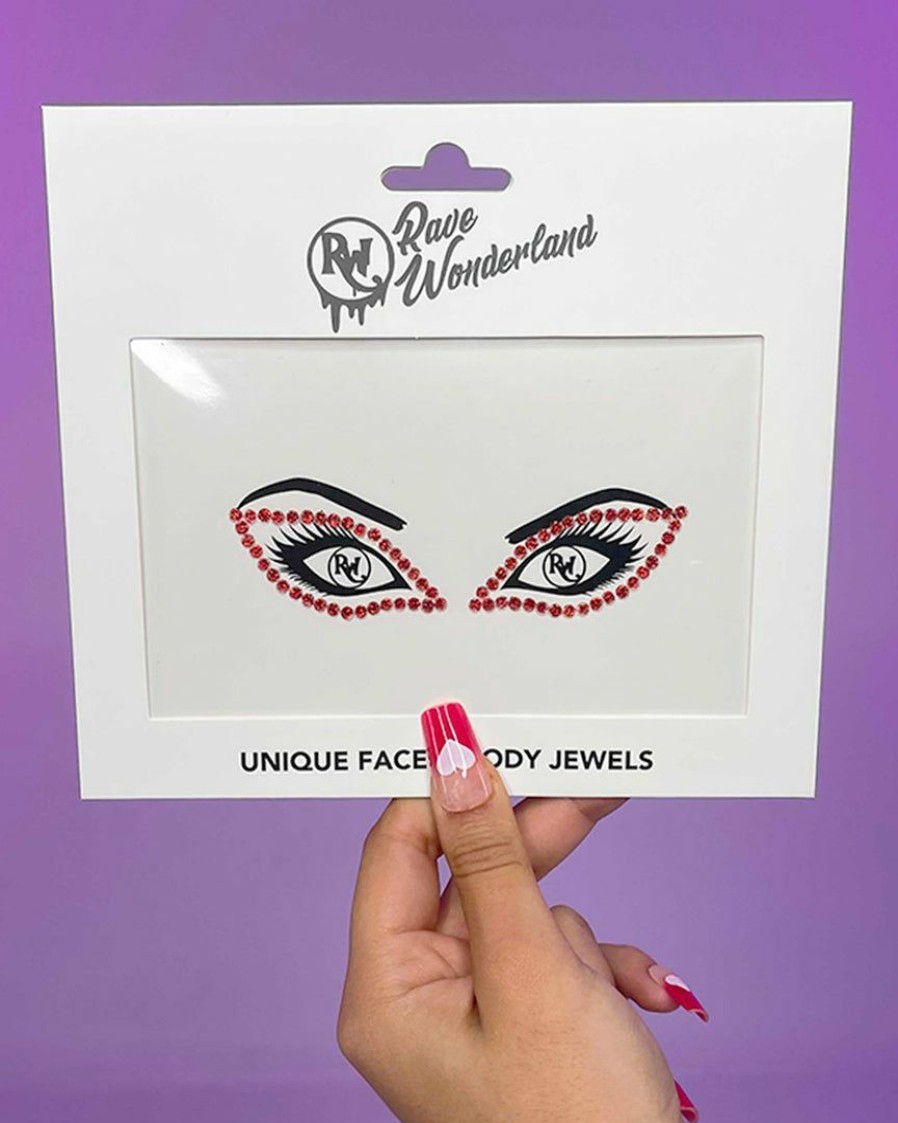 Accessories * | Uniflying Ruby Crystal Liner Face Jewel Accessories