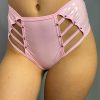 Womens * | Bodyzone Womens Sugar Baby Pink High Waist Peek A Boo Shorts