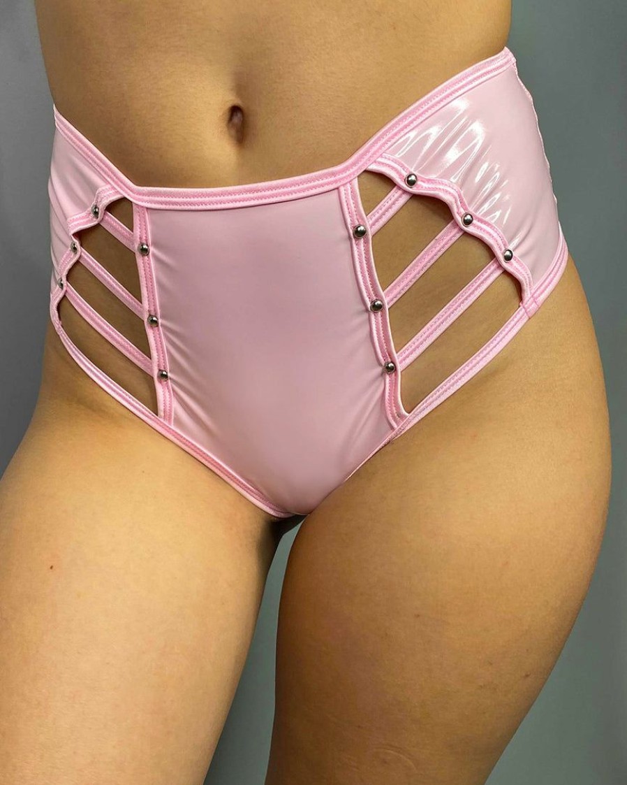 Womens * | Bodyzone Womens Sugar Baby Pink High Waist Peek A Boo Shorts