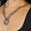 Accessories * | Funk Plus Womens Rhinestone Heart Luv Pendant