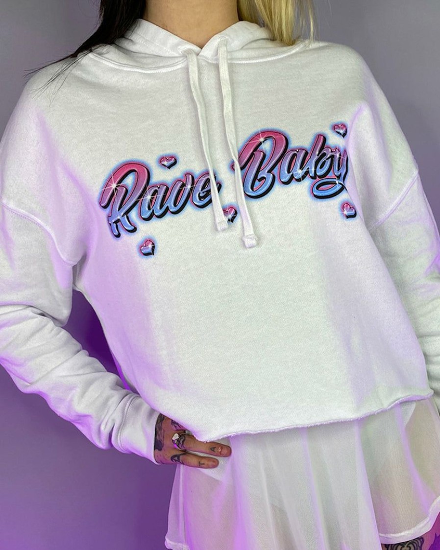 Womens * | 555Stickers Rave Baby Graffiti Cropped Hoodie