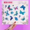 Accessories * | Neva Nude Blue Butterfly Kisses Giant Temporary Tattoo Pack