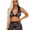 Womens * | Leg Avenue All Of The Lights 2Pc Rhinestone Mesh Set