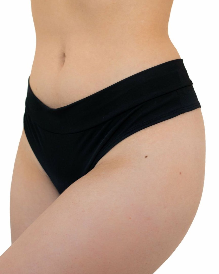 Womens * | Shark Black Matte Solid Thong