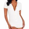 Womens * | Roma 1Pc Cozy Comfy White Loungewear Romper