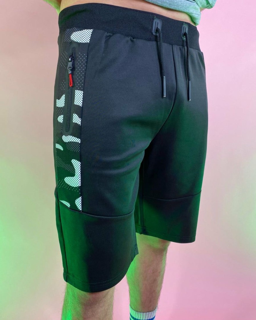 Mens * | Phillip Marciano Llc Mens Men'S Black Camo Stripe Basic Shorts