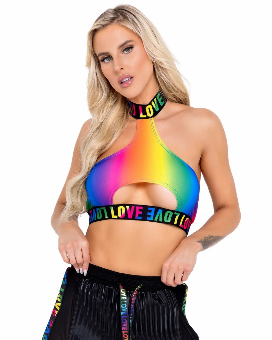 Womens * | Roma Rainbow Love Keyhole Top New