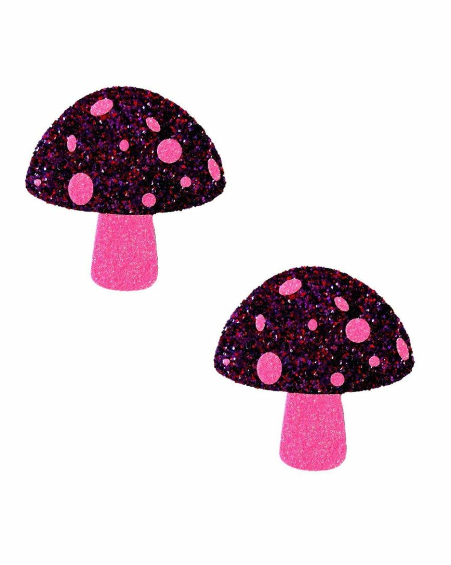 Accessories * | Neva Nude Alice Down The Rabbit Hole Pink Glitter Uv Blacklight Shroom Nipztix Pasties