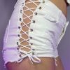 Womens * | Be Wicked White Side Lace-Up Denim Shorts Womens