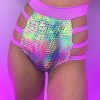 Womens * | Roma Womens Astro Candy Strappy High Waisted Shorts With Zipper Closure