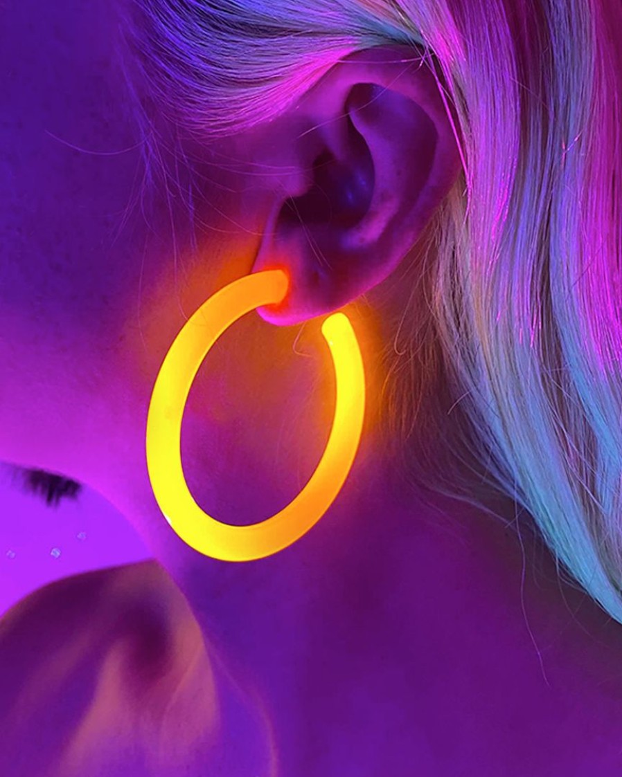 Accessories * | Ae New Neon Retro Circle Hoops Acrylic Earrings