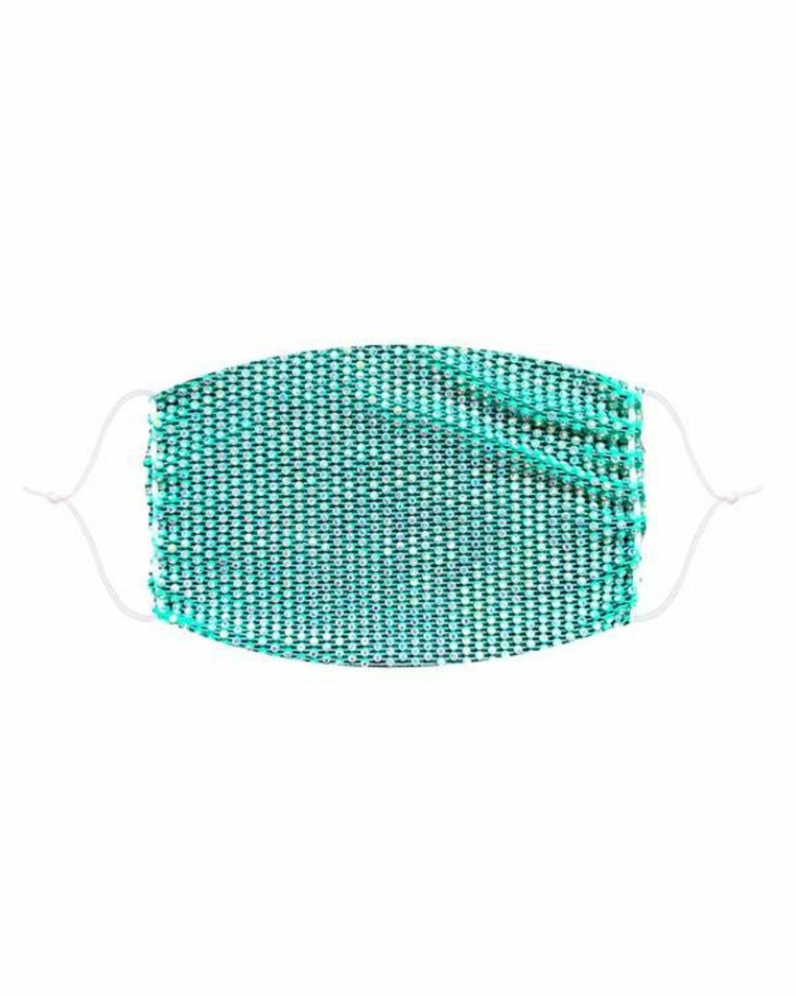 Accessories * | Neva Nude Teal Illuzion Mesh Jewel Face Mask