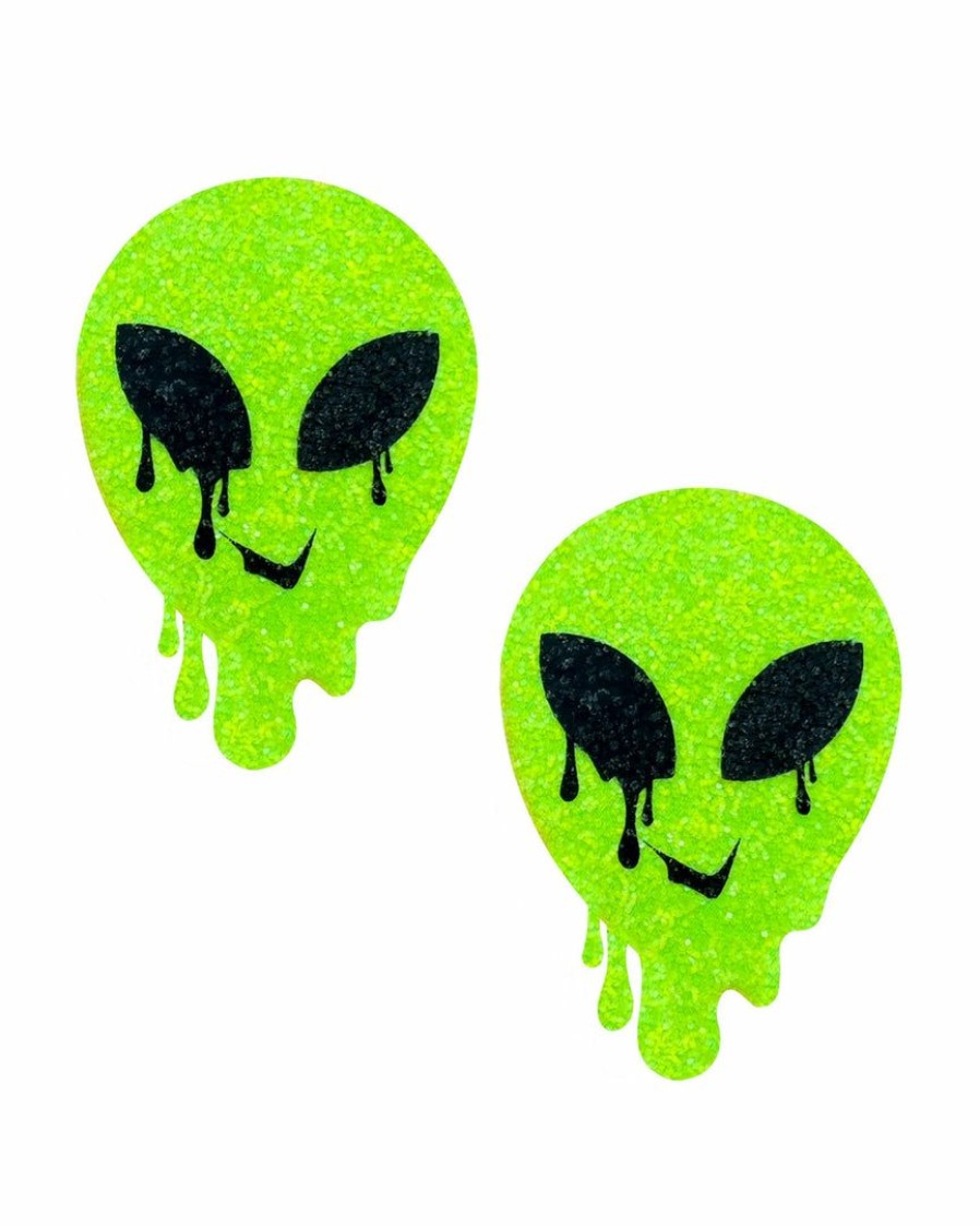 Accessories * | Neva Nude New Melty Alien Sparkle Neon Green Uv Reactive Pasties