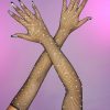 Accessories * | Leg Avenue New Black Rhinestone Fishnet Long Gloves