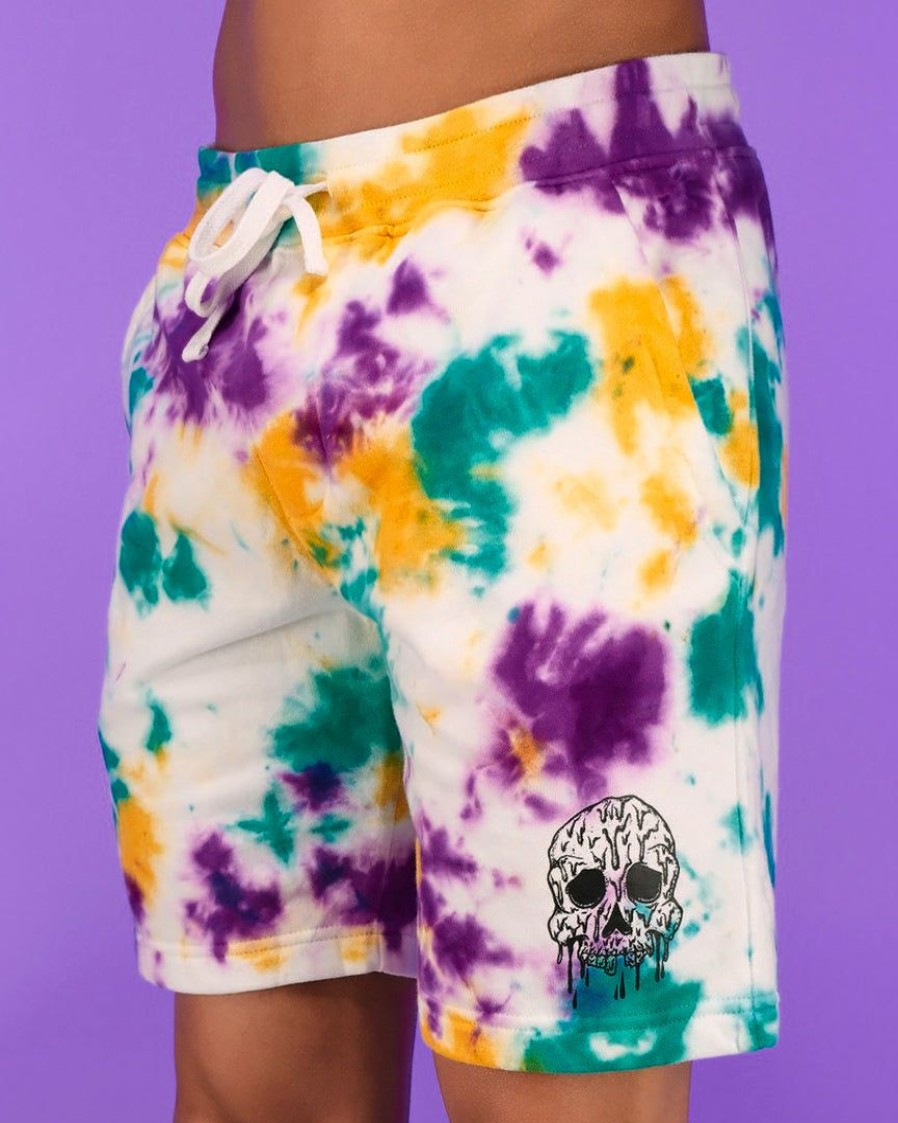 Womens * | Bjd Inc. Wax Skull Tie Dye Fleece Shorts