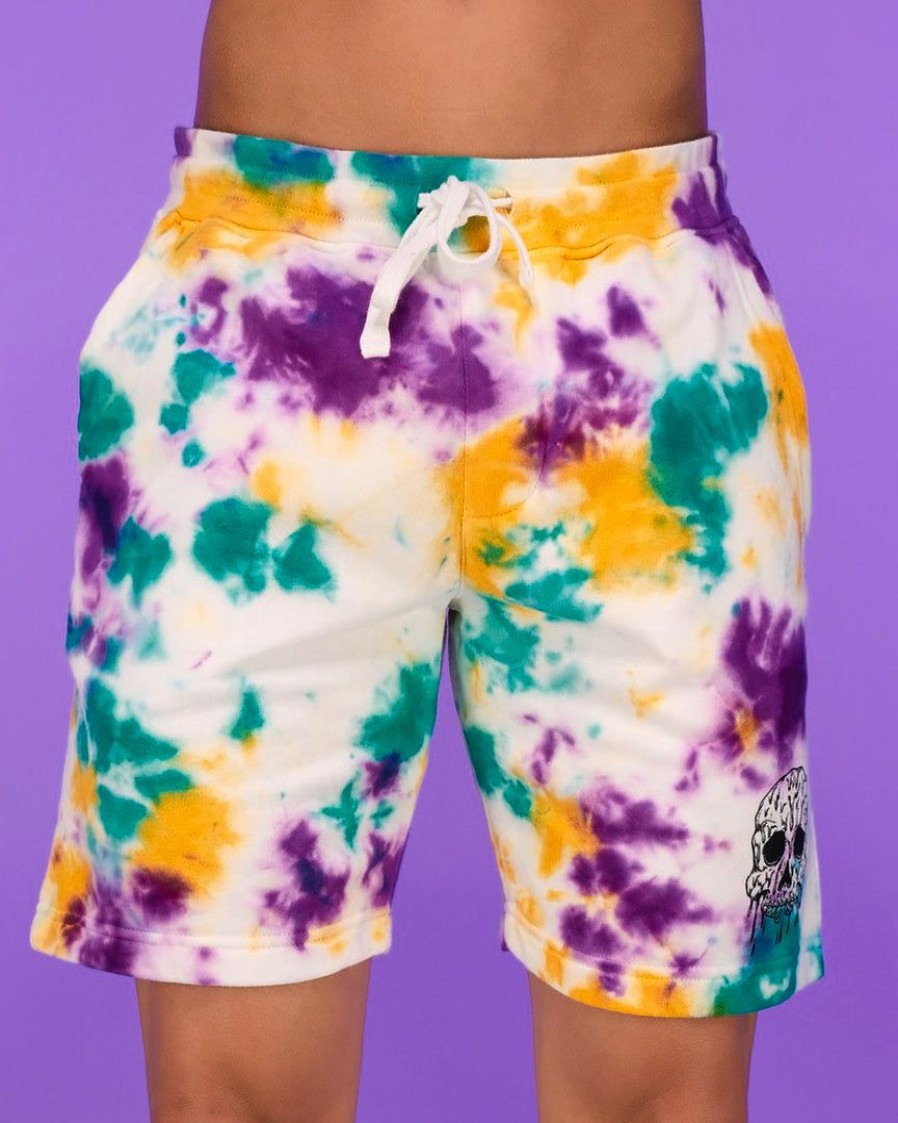 Womens * | Bjd Inc. Wax Skull Tie Dye Fleece Shorts