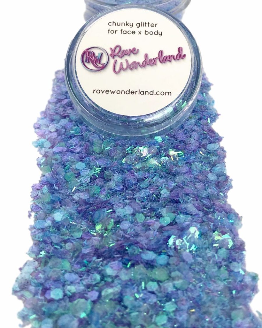 Accessories * | Xucai Iridescent Blue Mermaid Chunk Body And Face Festival Glitter (20 Or 30 Grams)