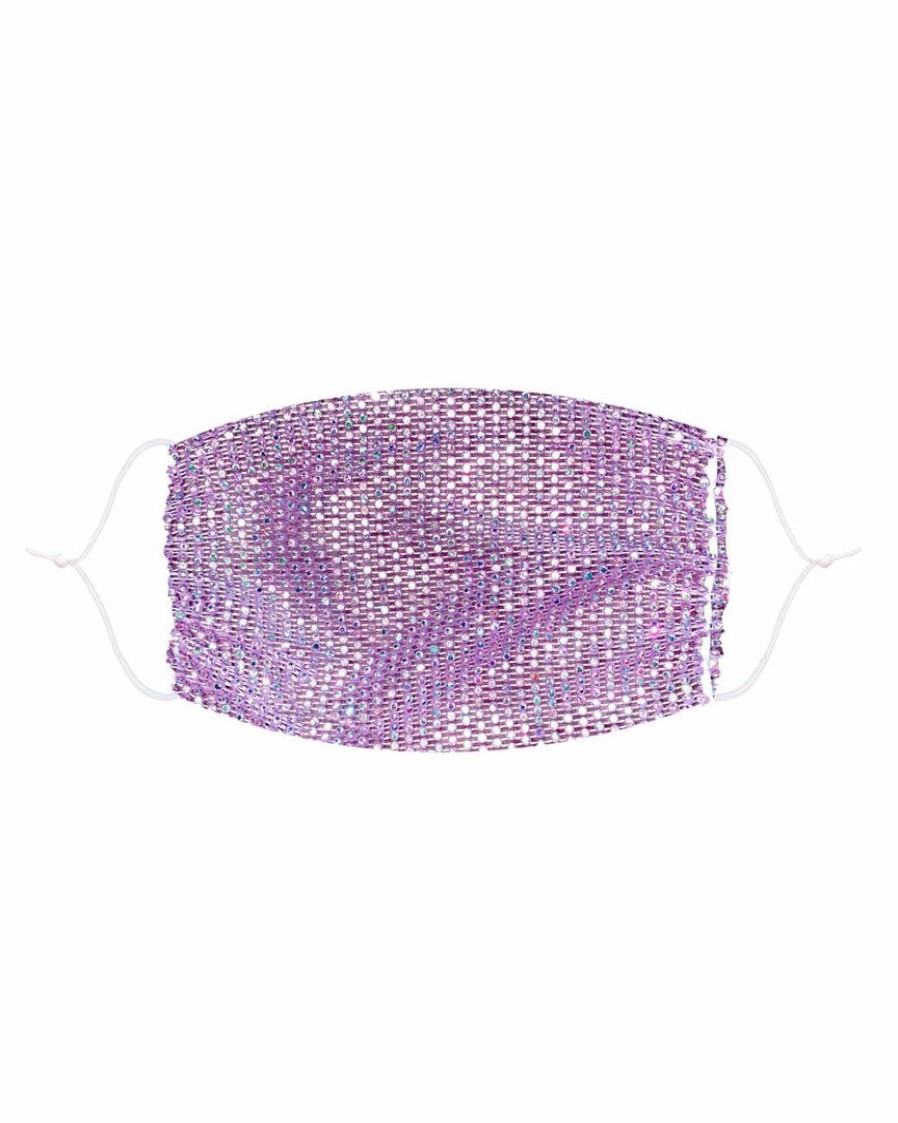 Accessories * | Neva Nude Lavender Mesh Jewel Face Mask With Adjustable Loops Womens