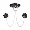 Accessories * | Neva Nude Slave 4 U Chain Neck Choker Leather Reusable Silicone Nipztix Accessories