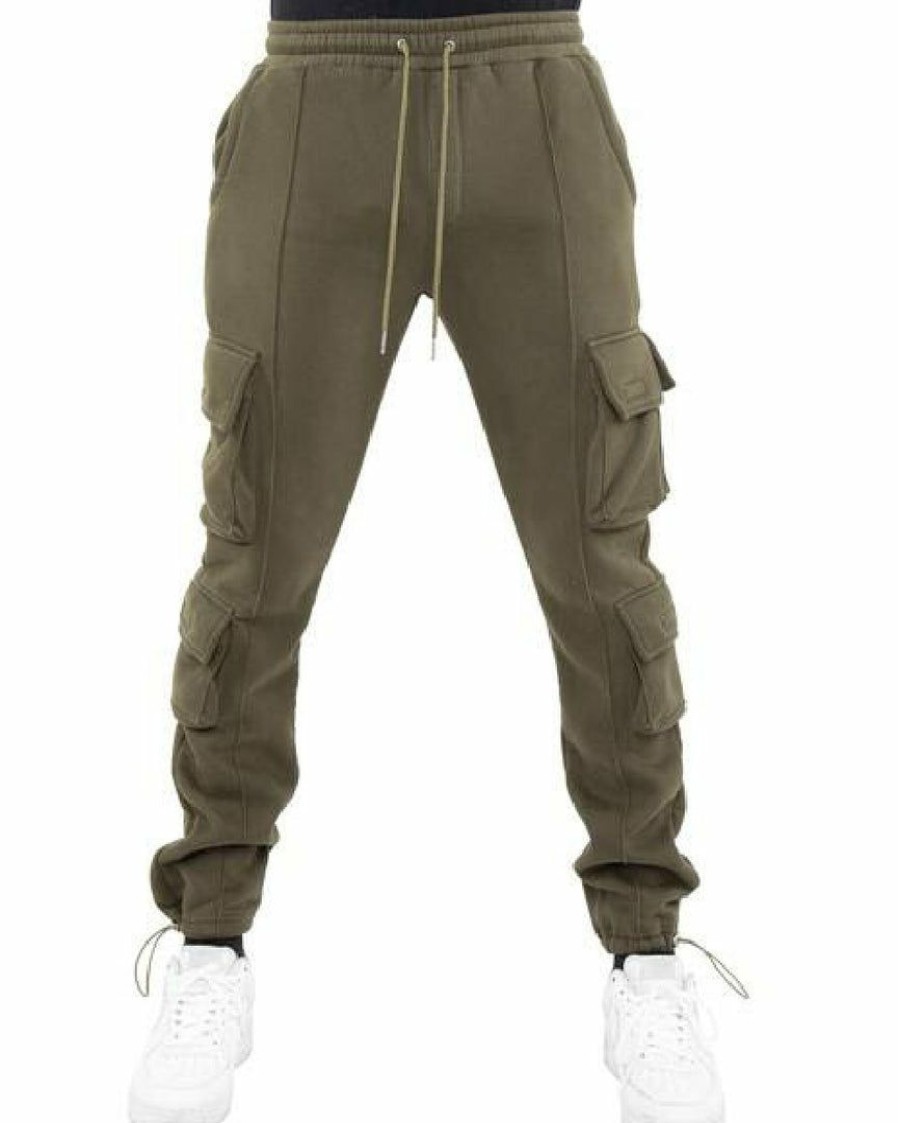 Womens * | Eptm Basics Khaki Brown Fleece Cargo Pants Pants X Joggers