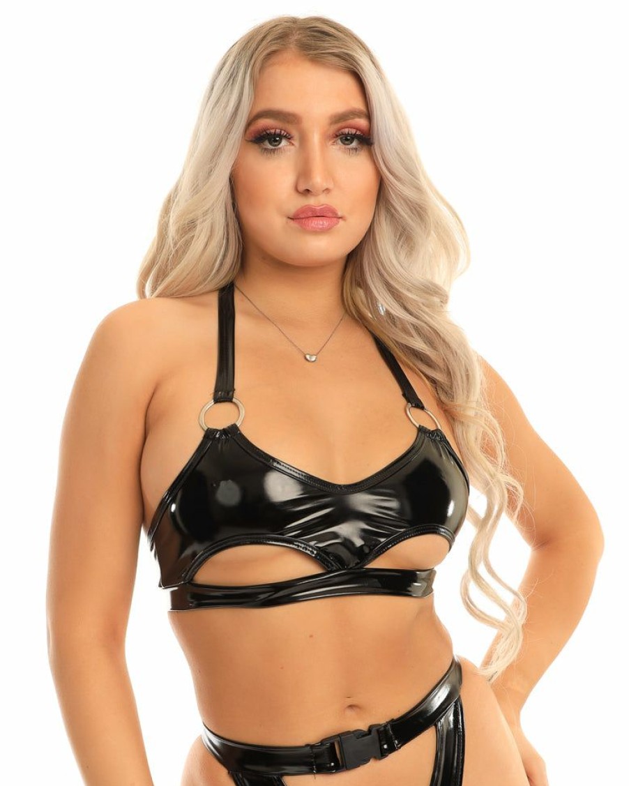 Womens * | Roma Vinyl Underboob O-Ring Top Womens