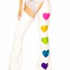 Womens * | J. Valentine Pants X Joggers White And Rainbow Vinyl Heart Chaps