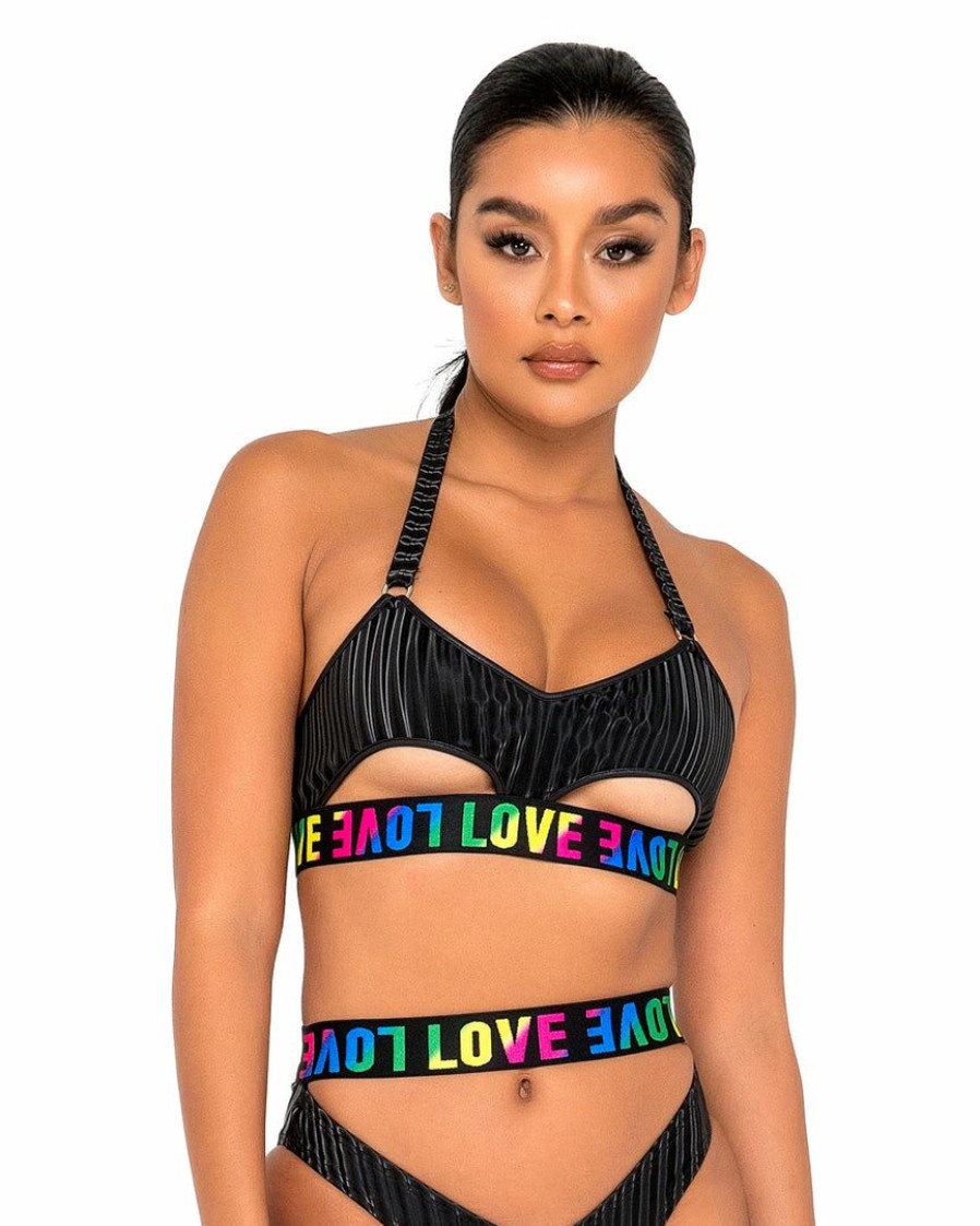 Womens * | Roma Rainbow Love Underboob Top New