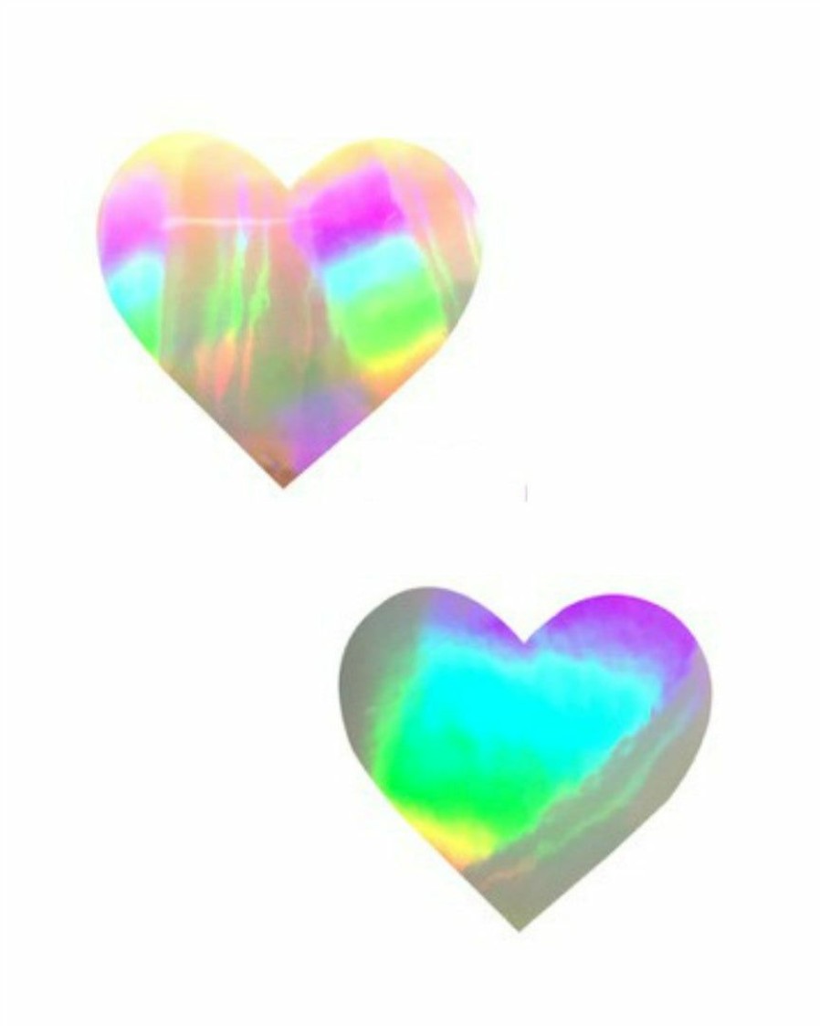 Accessories * | Neva Nude Silver Foil Ultra Holographic Heart Pasties Accessories