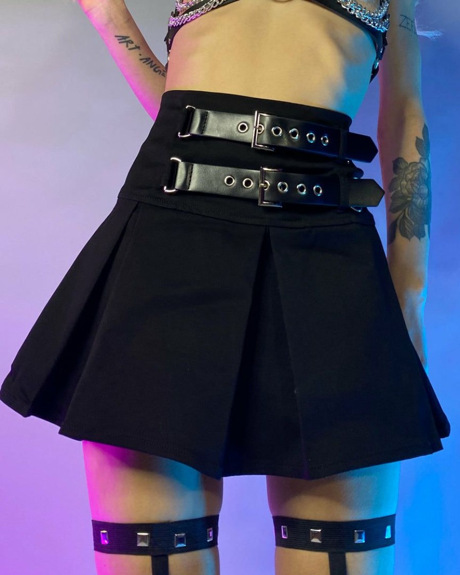 Womens * | Ae New Cyber Buckle Pleated Skirt