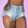 Womens * | Hot And Delicious New Drippin' In Chains Denim Shorts