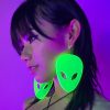 Accessories * | Ae Not Alone Alien Head Neon Blacklight Pvc Earrings New