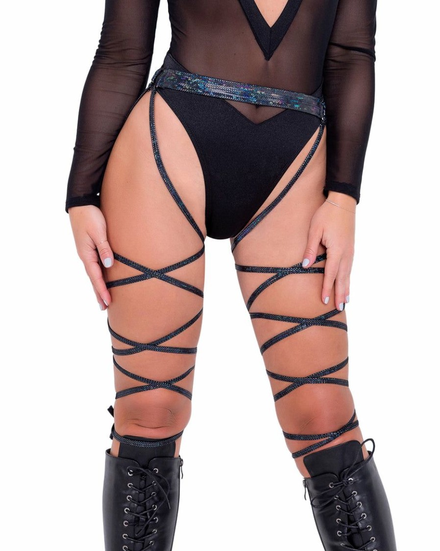 Accessories * | Roma Aura Holographic Garter Belt Leg Wraps