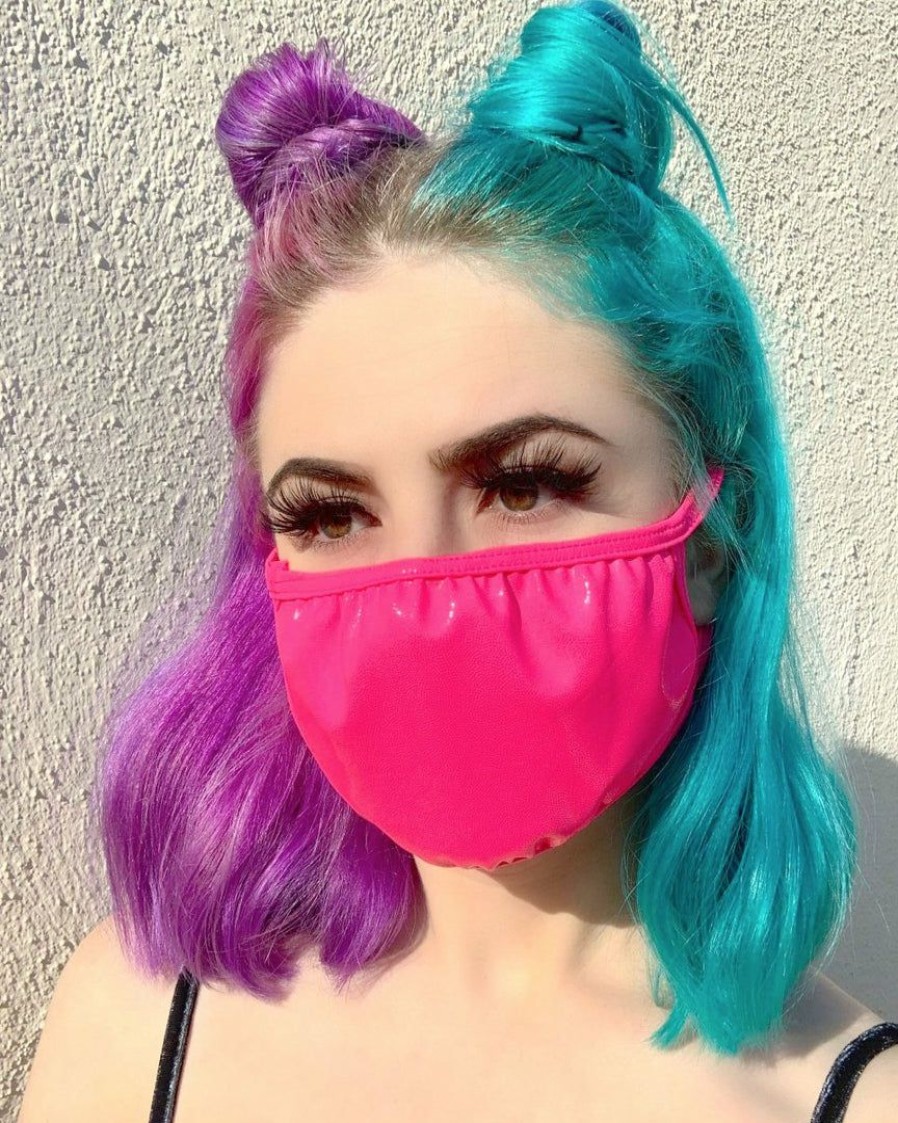 Accessories * | Elizabeth Neon Pink Vinyl Face Mask