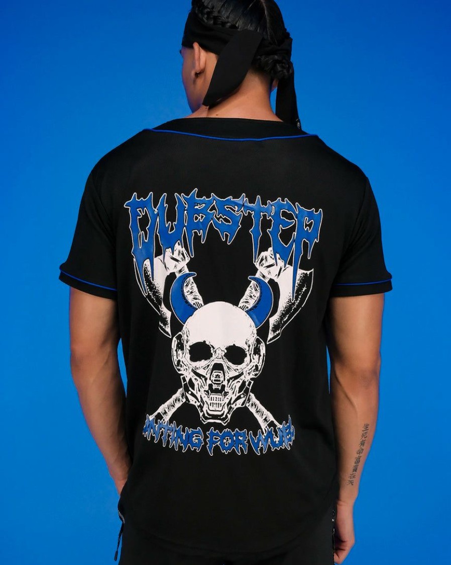 Womens * | Jarmoo Dubstep Skull Massacre Blue Baseball Jersey