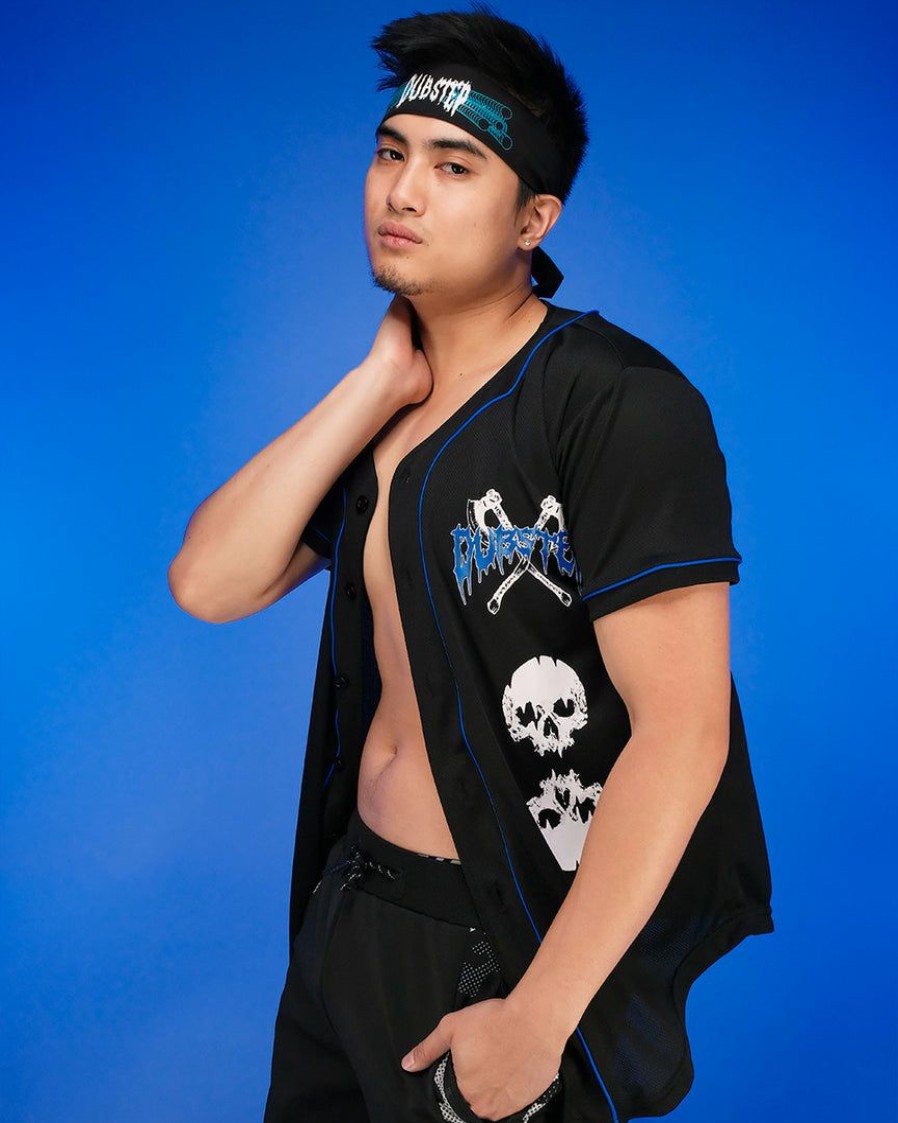 Womens * | Jarmoo Dubstep Skull Massacre Blue Baseball Jersey