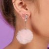 Accessories * | Ae In Love With You Fuzzy Puff Heart Earrings